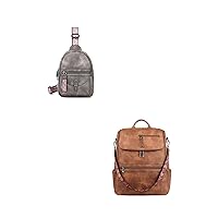 FADEON Sling Bag for Women and leather Laptop Backpack