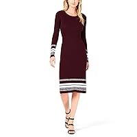 | Ribbed-Knit Midi Sweater Dress | Black Currant | M