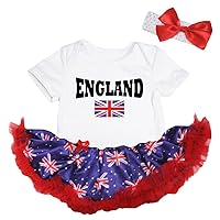 Petitebella England & Union Jack White Bodysuit Tutu Baby Dress Nb-18m