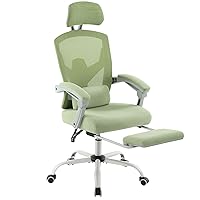 MCQ Office Computer Desk Chair, Gaming Chairs for Adults, High-Back Mesh Rolling Swivel Reclining Chairs with Wheels, Comfortable Lumbar Support, Comfy Arms for Home, Office, Gaming, Student, Green