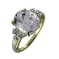 Kunzite Oval Shape 12X10MM Natural Earth Mined Gemstone 925 Sterling Silver Ring Unique Jewelry (Yellow Gold Plated) for Women & Men