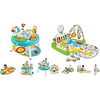 Fisher-Price 3-in-1 Sit-to-Stand Activity Center [Amazon Exclusive], Multicolor & Deluxe Kick & Play Piano Gym & Maracas