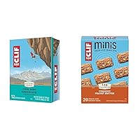 CLIF BAR - Cool Mint Chocolate with Caffeine - Made with Organic Oats - 10g Protein & Minis - Crunchy Peanut Butter - Made with Organic Oats - 5g Protein - Non-GMO - Plant