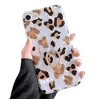 Qokey Compatible with iPhone SE Case 2022/2020,iPhone 8 Case,iPhone 7 Case 4.7 inch Leopard Cute Fashion Cover for Women Girls 360 Degree Rotating Ring Kickstand Soft TPU Shockproof Cover Brown