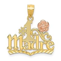 14k Yellow and Rose Gold Satin Polished Number 1 Madre Pendant Necklace Measures 21.7x19.6mm Jewelry for Women