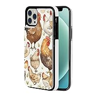 Cartoon Chickens Printed Wallet Case for iPhone 12 Pro Case, Pu Leather Wallet Case with Card Holder, Shockproof Phone Cover for iPhone 12 Pro Case 6.1