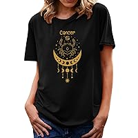 XJYIOEWT Women's Tops Plus Size Spring Women Casual Printing Short Sleeves Crew Neck Loose Tshirt Blouse Tops Womens Ac
