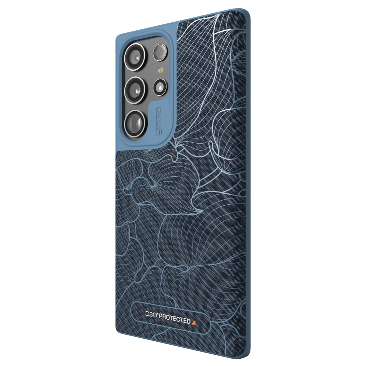 ZAGG Gear4 London Samsung Galaxy S23 Ultra Phone Case, D30 Drop Protection up to 13ft / 4m, Contemporary Design with 3D-Printed Fabric Exterior, Works with Wireless Charging Systems Blue