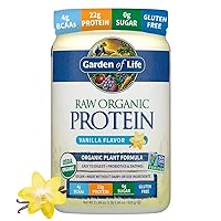Garden of Life Raw Organic Protein Vanilla Powder, 20 Servings: Certified Vegan, Gluten Free, Organic, Non-GMO, Plant Based Sugar Free Protein Shake with Probiotics & Enzymes, 4g BCAAs, 22g Protein