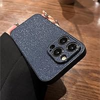 FORLUZ Luxury Glitter Leather Skin Case for iPhone 15 14 13 12 11 Pro X XR XS Max 7 8 Plus Soft Silicone Sequin Shockproof Cover,Navy,for iPhone 15