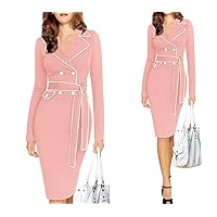 Wenli Women Long Sleeves Slim Business Party Suit Dresses