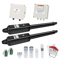 PW502 Automatic Gate Opener for Medium Duty Dual Swing Gates Up to 16ft per Arm, Dual Swing Gate Operator AC Powered with Remote Control Kit Gate Motor Solar Compatible