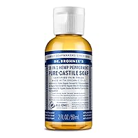 Dr. Bronner's - Pure-Castile Liquid Soap (Peppermint, Travel Size, 2 ounce) - Made with Organic Oils, 18-in-1 Uses: Face, Body, Hair, Laundry, Pets and Dishes, Concentrated, Vegan, Non-GMO