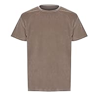 Mens Solid Polyester T-Shirt Pull On Crewneck Short Sleeve Shirts Summer Streetwear Stretch Comfortable Tops