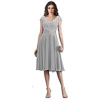 Knee Length Chiffon Mother of The Bride Party Dresses with Sleeve