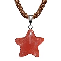 Celestial Collection – Shooting Star – Pink Quartz, Red Clear – Adjustable Cord – Mocha Brown