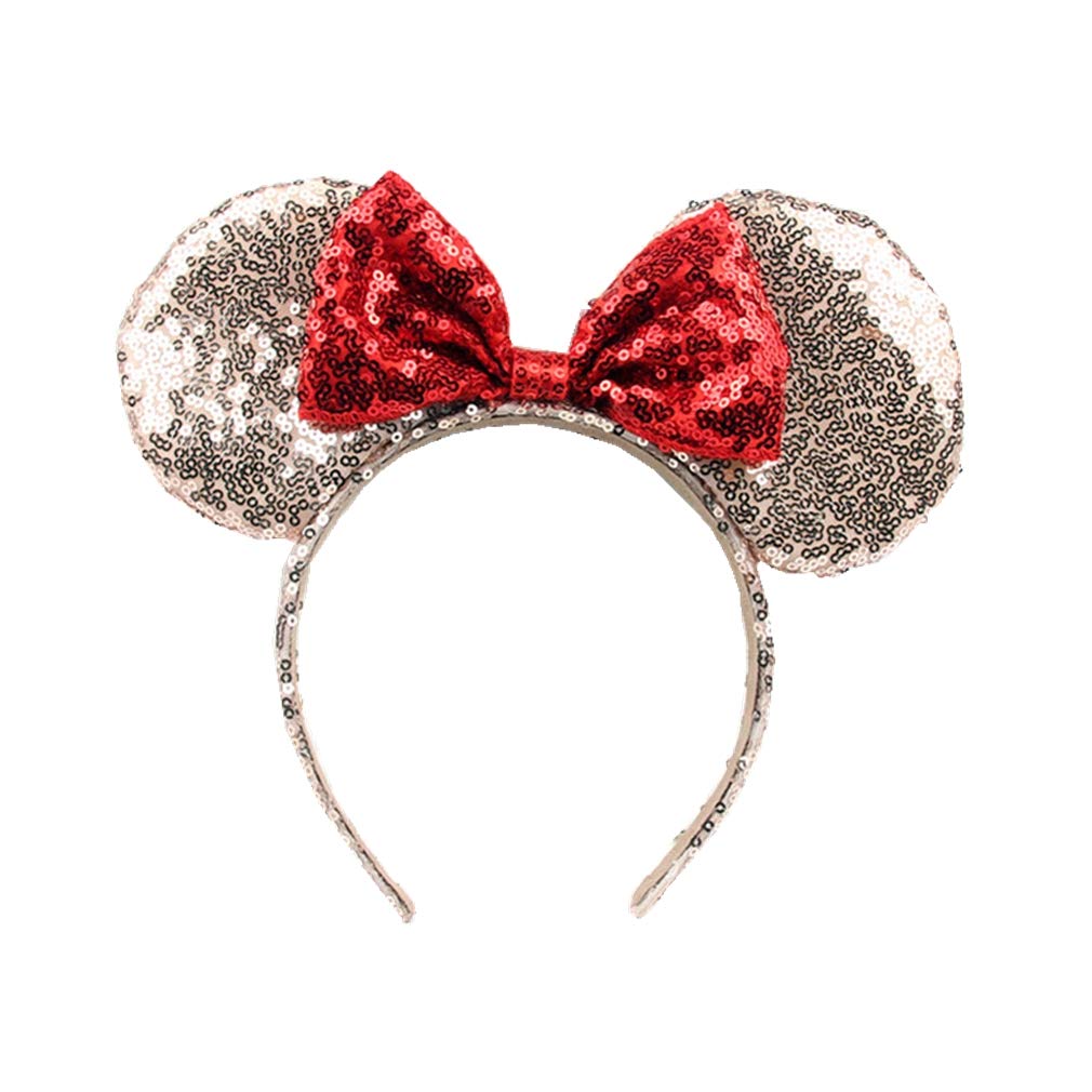 OBUY Mouse Ears Bow Headbands Glitter Princess Party Decoration Adult Mouse Ears,Sparkly Mouse Ears
