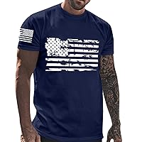 American Flag T-Shirts 4th of July Shirt for Men Summer Shirts Short Sleeve Gym Shirts Graphic Casual Printed Graphic Top