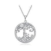 Mother Daughter Tree of Life Necklace for Women 18K Gold Plated Sterling Silver Moissanite Diamond Tree of Life Mom Mother 1/2 Child Necklace Mothers Day Gifts for Mom Her Grandma Wife,18+2 Inch
