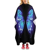 Purple Butterfly Wings on Black Hair Cutting Cape for Kids Professional Barber Cape Waterproof Haircut Apron Hairdressing Accessories