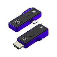 Wireless HDMI USB C Transmitter and Receiver, Wireless HDMI Dongle/Adapter, Supports 1080P HD HDMI, 2.4/5GHz, Audio/Video Streaming from Phone/Tablet/PC/Laptop to HDTVs/Monitor/Projectors(Blue-19)