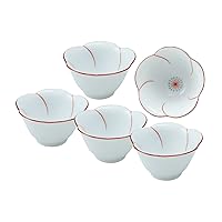 Yamashita Kogei 45026470 Small Plate, Twisted Plum, Diameter 3.0 x 1.6 inches (7.5 x 4.1 cm), Arita Ware, Plum Shaped Delicacy, Set of 5, Comes in a Cosmetic Box