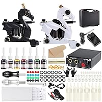 Coil Tattoo Machine Kit for Liner Shader Coil Tattoo Machine Set Beginner Professional Tattoo Machine Complete Set Dual Machine Tattoo Equipment