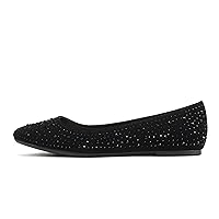 “Trinity” ~ Women Round Toe Slip-On Cushion Insole Rhinestone Ballet Flat Shoe