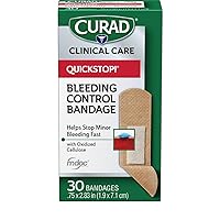 CURAD QuickStop! Flex-Fabric Bandages, 0.75x2.83 Inch, 30/Box, One Box