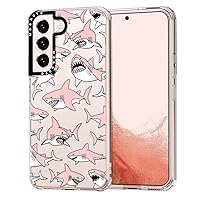 MOSNOVO for Galaxy S22 Plus Case, [Buffertech 6.6 ft Drop Impact] [Anti Peel Off] Clear Shockproof TPU Protective Bumper Phone Cases Cover with Pink Sharks Design for Samsung Galaxy S22 Plus