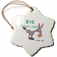 3dRose ORN_115588_1 Kick Cervical Cancer in The Ass Awareness Ribbon Cause Design Snowflake Ornament, Porcelain, 3
