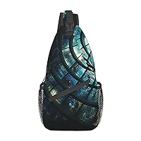 Spiral Curve Glass Window Sling Bag Lightweight Crossbody Bag Shoulder Bag Chest Bag Travel Backpack for Women Men