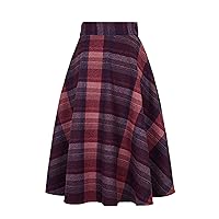 Autumn and Winter Comfortable, Simple and Fashionable Temperament, high-Waist Umbrella Skirt, Retro Plaid Woolen Cloth