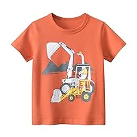 Boys Cotton Tees Pack Short Sleeve Cartoon Excavators Prints Casual Tops for Kids Clothes Shirt Sleeve Top