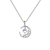S925 Silver Necklace Female Star Moon Pendant
