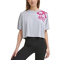 Calvin Klein Womens Performance Graffiti Logo T-Shirt Pearl Grey