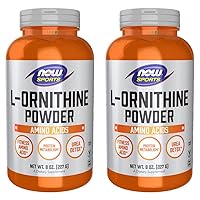 NOW Sports Nutrition, L- Ornithine Powder, Protein Metabolism* and Urea Detox*, Amino Acids, 8-Ounce (Pack of 2)