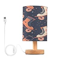 ALAZA Table Lamp with USB Port Bedside Lamp Retro Rollers Skates Disco Small Nightstand Lamp Desk Lamp for Bedroom Gifts Office Living Room Decor