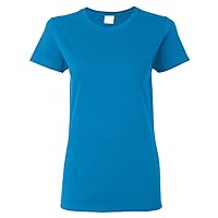 Gildan Women's Heavy Taped Neck Comfort Jersey T-Shirt, Heather Sapphire, Large