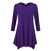 Topdress Women's Swing Tunic Tops 3/4 Sleeve Loose T-Shirt Dress