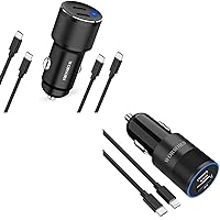 Dual 30W USB C Car Charger+35W Charging Power Adapter PD 3.0 with 2 * 3.3FT Type C to C Cable+6.6 FT USB C to Lightning Cord for iPhone 15 Pro Max 14 13 12 11, Samsung S24 Ultra