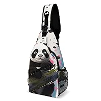 Chest Bag Sling Bag for Men Women Cute Panda Sport Sling Backpack Lightweight Shoulder Bag for Travel