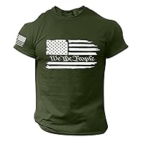 4th of July T-Shirts for Men American Flag Print Pattern Short Sleeve Casual Shirt Summer Top Muscle Round Neck Shirt