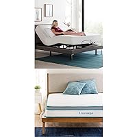 LINENSPA Adjustable Bed Base-Motorized Head and Foot Incline 8 Inch Memory Foam and Innerspring Hybrid Medium-Firm Feel Mattress, Queen