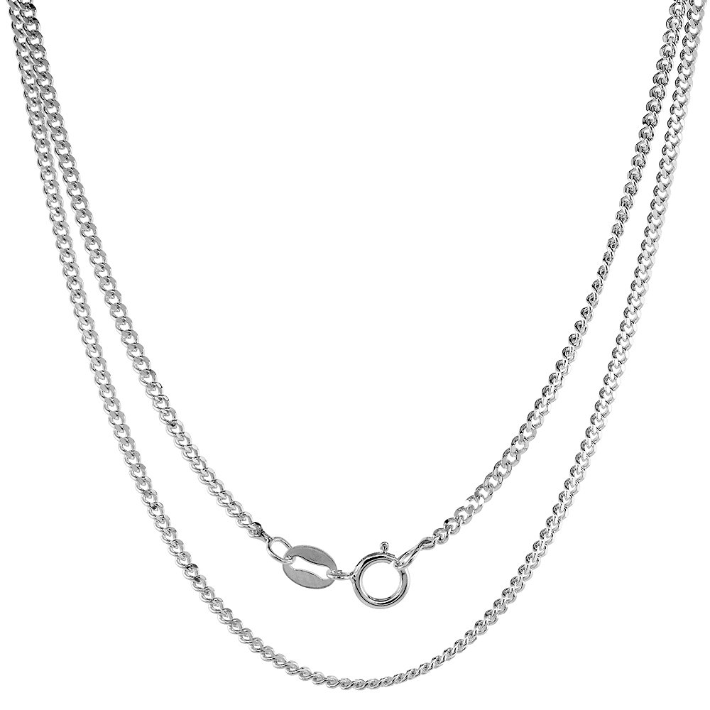 Sterling Silver Number 35 Necklace for Jersey Numbers & Recovery High Polish 3/4 inch, 2mm Curb Chain