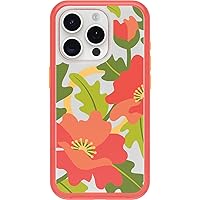 OtterBox iPhone 15 Pro (Only) Symmetry Series Clear Case - Quilted Poppies (Red), Snaps to MagSafe, Ultra-Sleek, Raised Edges Protect Camera & Screen