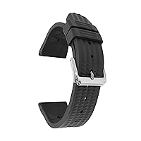 Bandini Waffle Rubber Watch Band for Men - Rubber Waffle Strap - Waterproof, Vintage Style Rubber Diver Watch Bands for Men, Black, Blue, Grey, Red, Green & Orange - 20mm & 22mm
