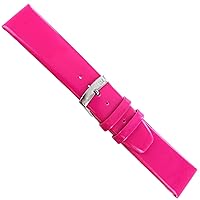 18mm Milano Hot Pink Genuine Patent Leather Padded Square Tip Watch Band 3642