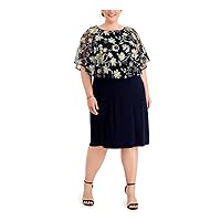 Apparel Womens Plus Metallic Knee-Length Cocktail and Party Dress