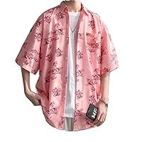 Men' Short Sleeve Shirt Korean Loose Handsome Casual Print